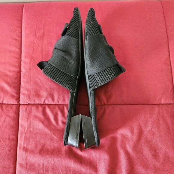 VIVAIA Yaffa Pointed Toe Knot Mules Size 38 (US 7.5) Eco Knit Black Fancy Party - Picture 5 of 10